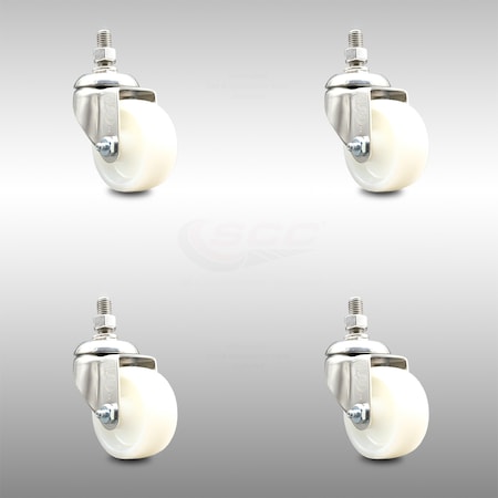 Service Caster 3 Inch 316SS Nylon Wheel Swivel 12mm Threaded Stem Caster Set SCC-SS316TS20S314-NYS-M1215-4